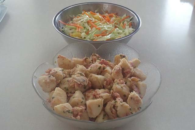 Coleslaw-with-Pineapple-and-German-Potato-Salad