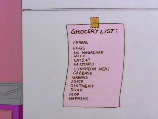 Smithers-Grocery-List